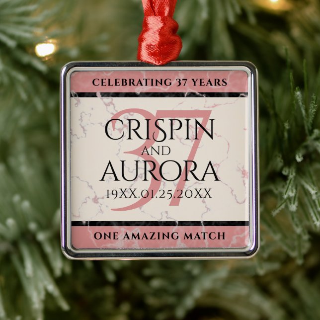 Elegant 37th Alabaster Wedding Anniversary Metal Tree Decoration (Tree)