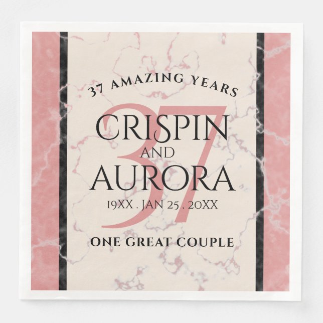 Elegant 37th Alabaster Wedding Anniversary Napkin (Front)