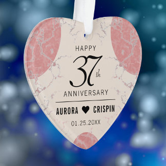Elegant 37th Alabaster Wedding Anniversary Ornament