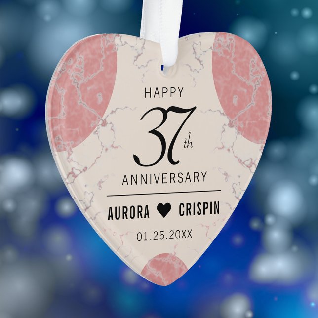 Elegant 37th Alabaster Wedding Anniversary Ornament (Elegant 37th Alabaster Wedding Anniversary Acrylic Ornament Cover Photo.)
