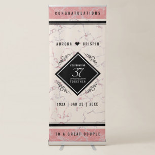 Elegant 37th Alabaster Wedding Anniversary Retractable Banner