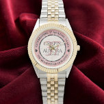 Elegant 37th Alabaster Wedding Anniversary Watch<br><div class="desc">Celebrate the 37th alabaster wedding anniversary with this commemorative watch! Elegant lettering on a creamy, fine-grained white and rose gold marbled background add a memorable touch for this special occasion and extraordinary milestone. Customize with couple's names, dates of marriage, and congratulatory messages. Design © W.H. Sim. See more at zazzle.com/expressionsoccasions...</div>
