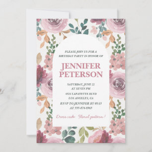 Elegant 38th birthday invitations Floral Boho Pink