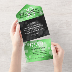 Elegant 38th Emerald Wedding Anniversary All In One Invitation