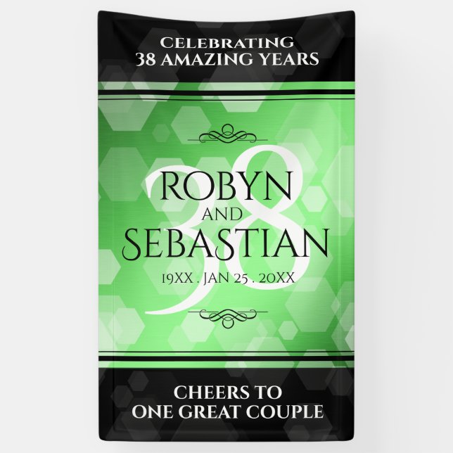 Elegant 38th Emerald Wedding Anniversary Banner (Vertical)