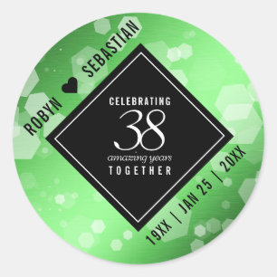 Elegant 38th Emerald Wedding Anniversary Classic Round Sticker