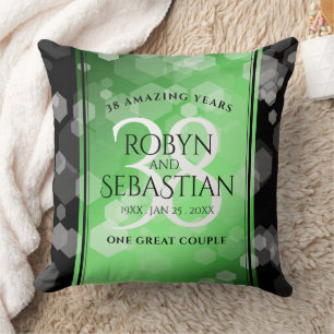 Elegant 38th Emerald Wedding Anniversary Cushion