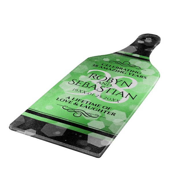 Elegant 38th Emerald Wedding Anniversary Cutting Board (Corner)