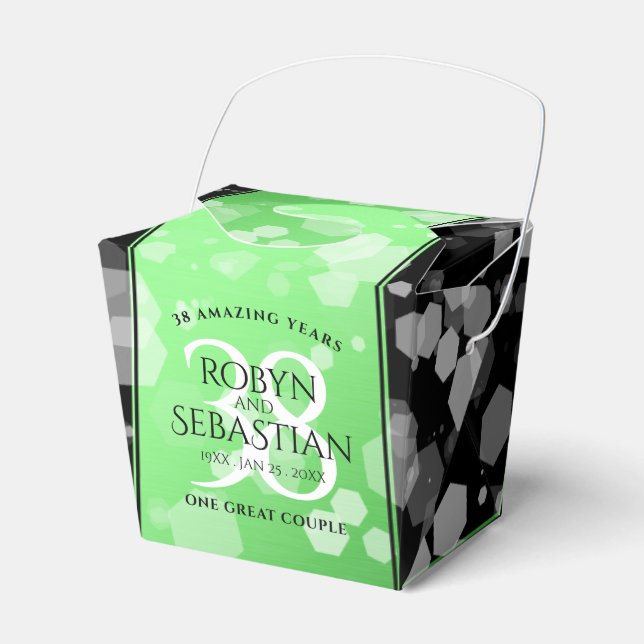 Elegant 38th Emerald Wedding Anniversary Favour Box (Front Side)