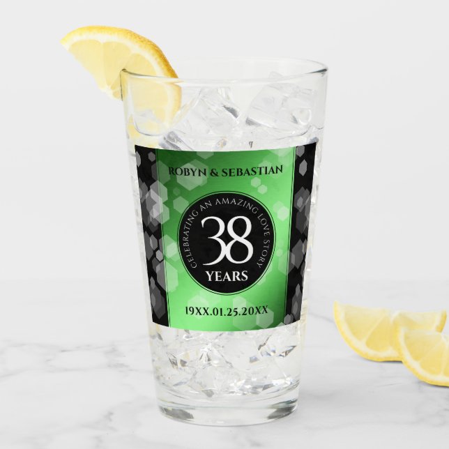 Elegant 38th Emerald Wedding Anniversary Glass (Front Ice)