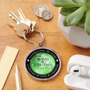 Elegant 38th Emerald Wedding Anniversary Key Ring