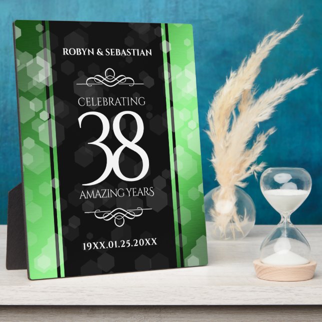 Elegant 38th Emerald Wedding Anniversary Plaque (Side)