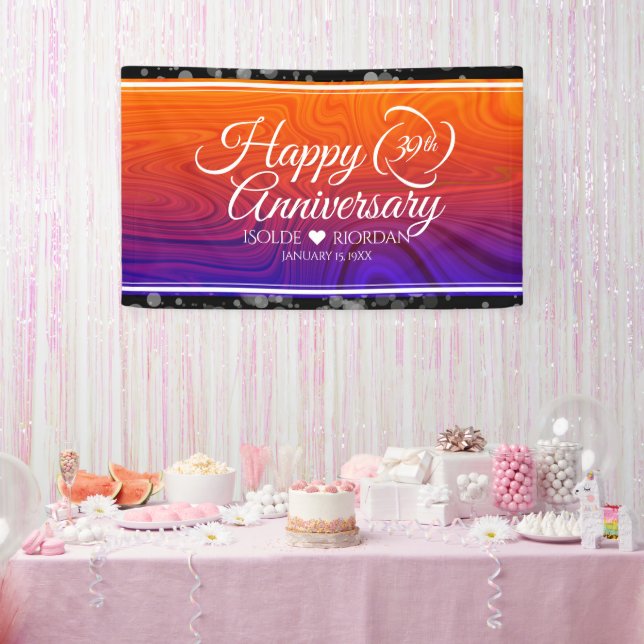 Elegant 39th Agate Wedding Anniversary Banner (Party)