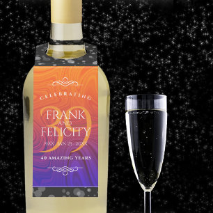 Elegant 39th Agate Wedding Anniversary Celebration Bottle Tag