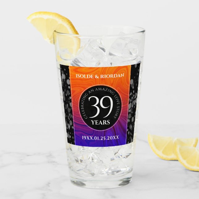 Elegant 39th Agate Wedding Anniversary Celebration Glass (Front Ice)
