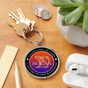 Elegant 39th Agate Wedding Anniversary Celebration Key Ring