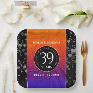 Elegant 39th Agate Wedding Anniversary Celebration Paper Plate