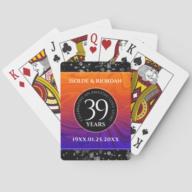 Elegant 39th Agate Wedding Anniversary Celebration Playing Cards (Back)