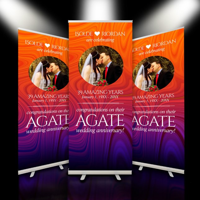 Elegant 39th Agate Wedding Anniversary Retractable Banner (39th Agate Wedding Anniversary Retractable Banner Cover Photo.)