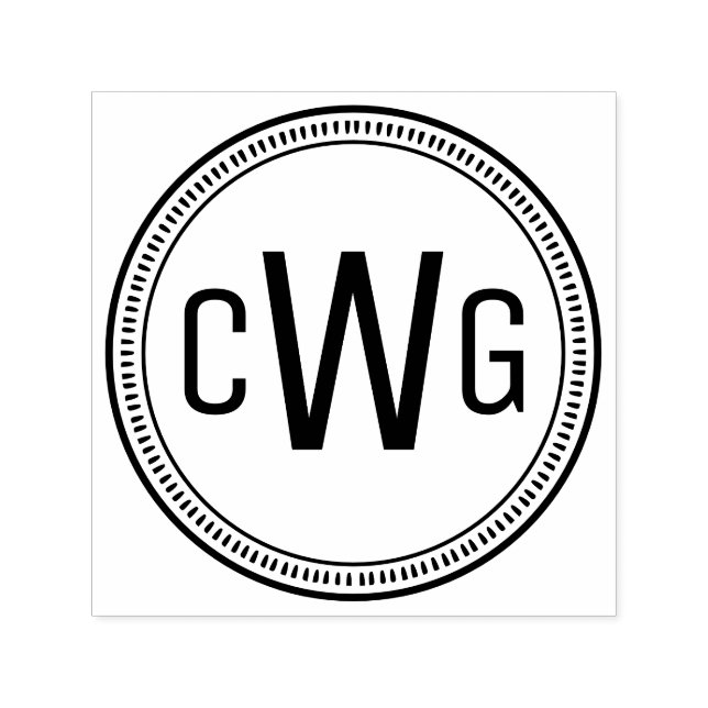 Elegant 3 Initial Monogram #1 Round Frame #10 Self-inking Stamp (Design)