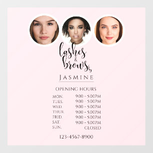 Elegant 3 Photo Lashes And Brows Opening Hours Window Cling
