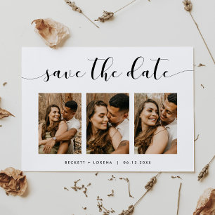 Elegant 3 Photo Save the Date Announcement