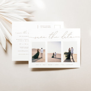 Elegant 3 Photo Wedding Save The Date Postcard