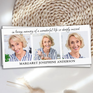 Elegant 3 Picture Sympathy Funeral Prayer Bookmark