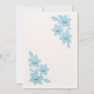 Elegant 3D Blue Flowers on Soft Background, create Thank You Card