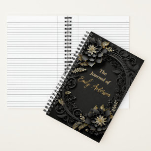 Elegant 3d embossed floral personalised custom notebook