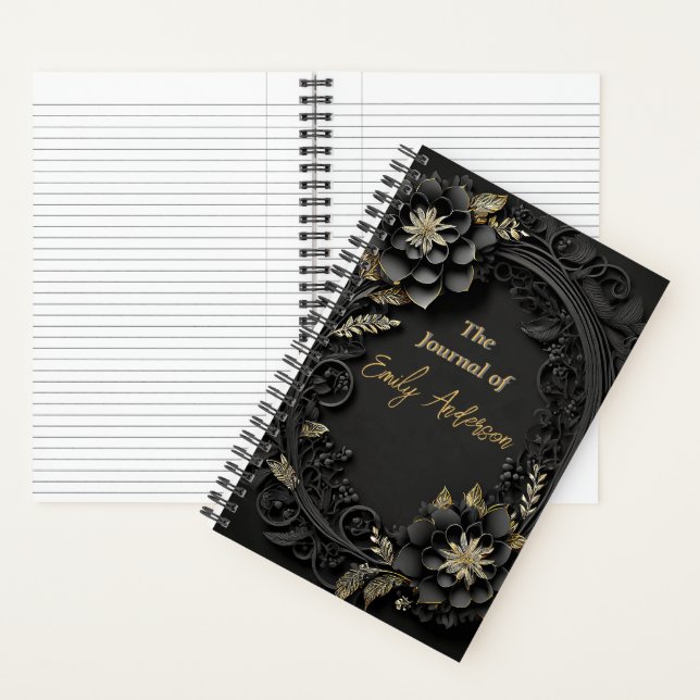 Elegant 3d embossed floral personalised custom notebook (Inside)
