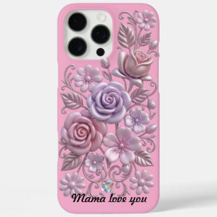 Elegant 3D Floral Clipart - Pastel Pink and Purple iPhone 16 Pro Max Case
