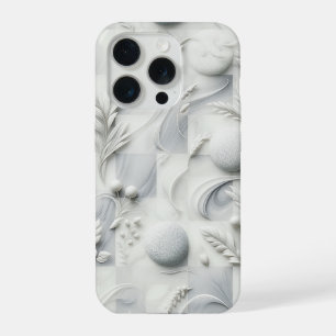 Elegant 3D Floral Marble Phone Case - White Relief