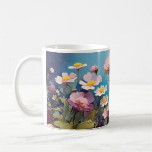 Elegant 3D Flowers Mug