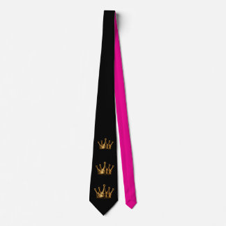 Elegant 3D Golden 3 Crown on Black Tie