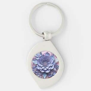 Elegant 3D Paper Flower Arrangement in Pastel Tone Key Ring