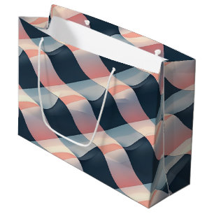 Elegant 3D Wave Pattern in Teal, Rose, and Cream Large Gift Bag