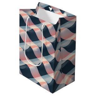 Elegant 3D Wave Pattern in Teal, Rose, and Cream Medium Gift Bag