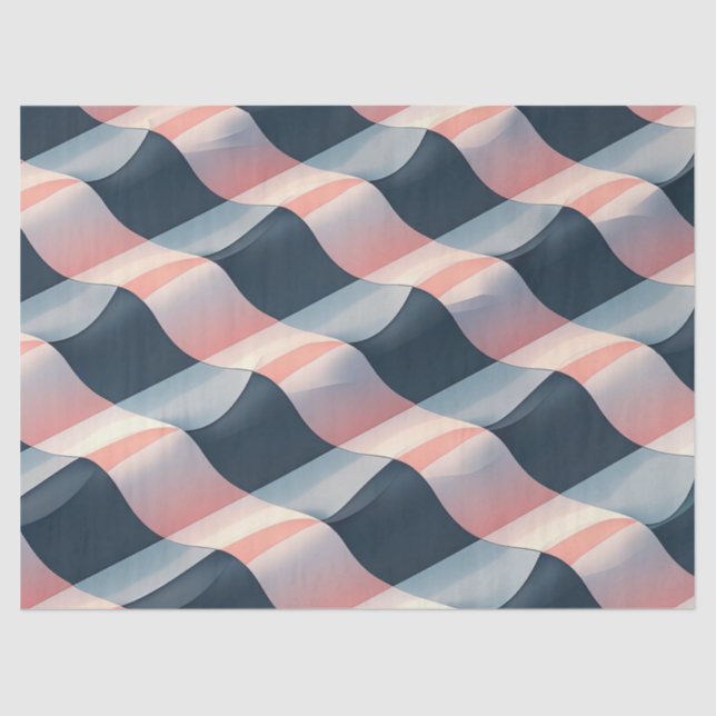 Elegant 3D Wave Pattern in Teal, Rose, and Cream Tissue Paper (Front)