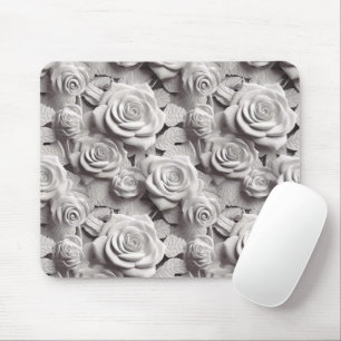 Elegant 3D White Flowers Mouse Mat
