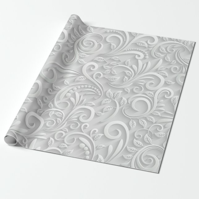 "ELEGANT 3D WINTER" Wrapping Paper (Unrolled)