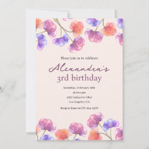Elegant 3rd birthday invitations Boho Floral Chic