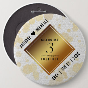 Elegant 3rd Leather Wedding Anniversary 6 Cm Round Badge