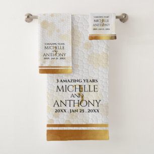 Elegant 3rd Leather Wedding Anniversary Bath Towel
