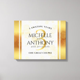 Elegant 3rd Leather Wedding Anniversary Canvas Print