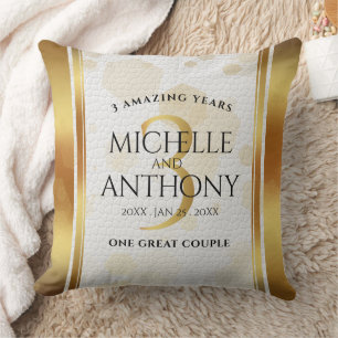 Elegant 3rd Leather Wedding Anniversary Cushion