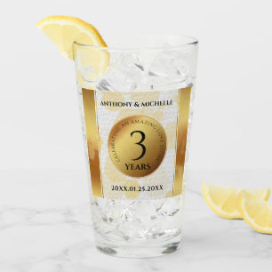 Elegant 3rd Leather Wedding Anniversary Glass