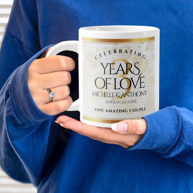 Elegant 3rd Leather Wedding Anniversary Large Coffee Mug (Elegant 3rd Leather Wedding Anniversary Jumbo Coffee Mug Cover Photo.)