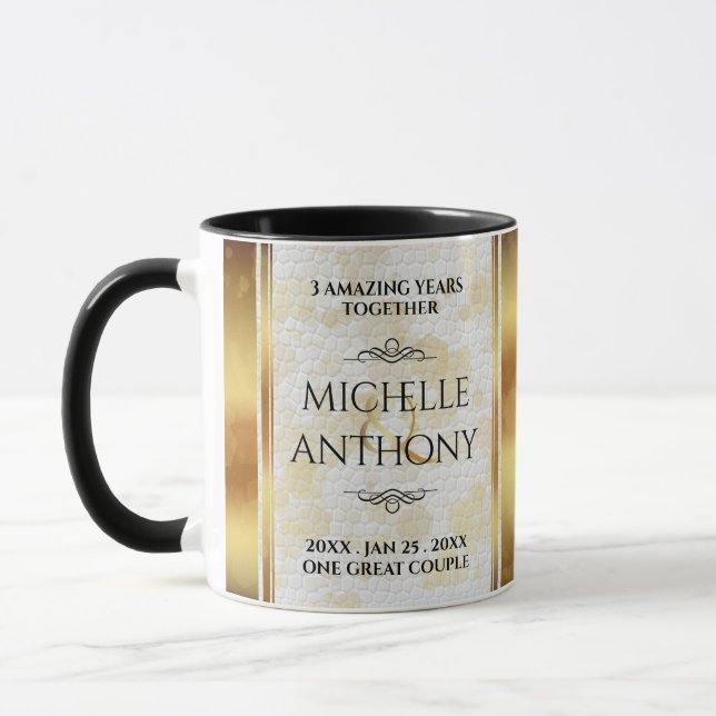 Elegant 3rd Leather Wedding Anniversary Mug (Left)