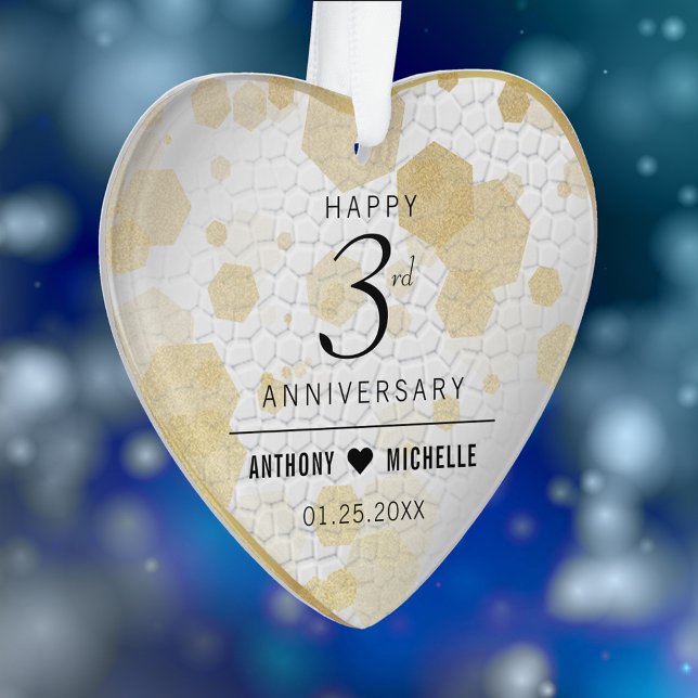 Elegant 3rd Leather Wedding Anniversary Ornament (Elegant 3rd Leather Wedding Anniversary Acrylic Ornament Cover Photo.)